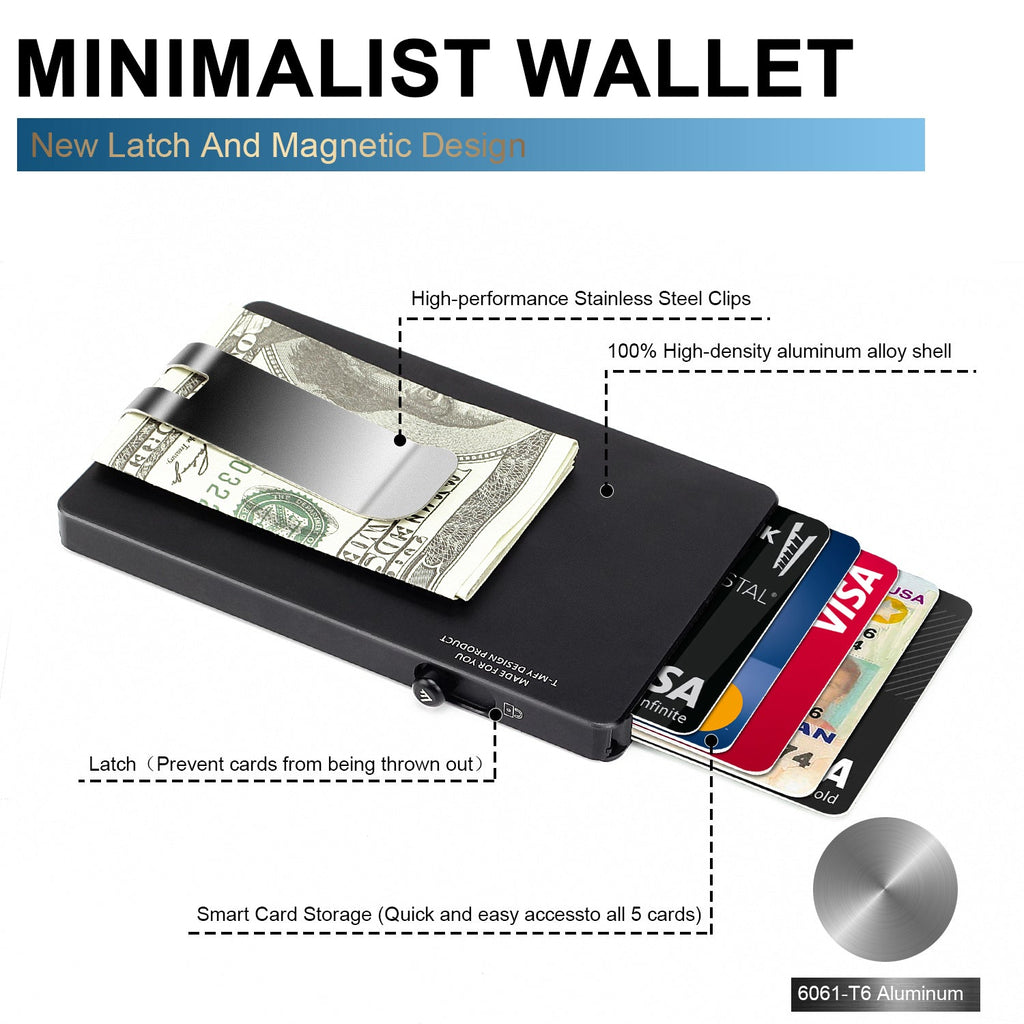 Minimalist Pop up Wallet with Money Clip, All Aluminum Slide Rfid Slim Card Holder-5